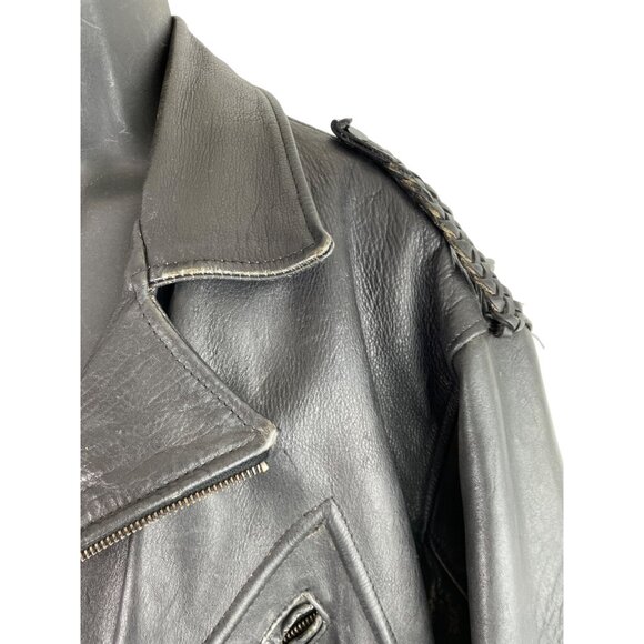 Vulcan Motorcycles Ripples Black Belted Lined Motorcycle Jacket Mens Size Large - Picture 5 of 16